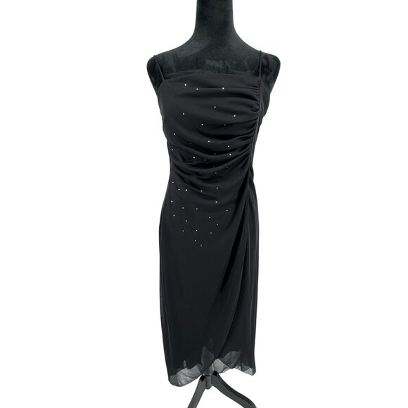 Be Smart‎ Evening Maxi Dress Womens Size 12 Sheer Overlay Rhinestone Made In USA - Picture 3 of 7